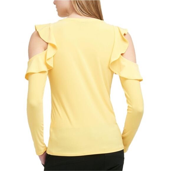 DKNY Ruffled Cold Shoulder Top - Picture 4 of 4